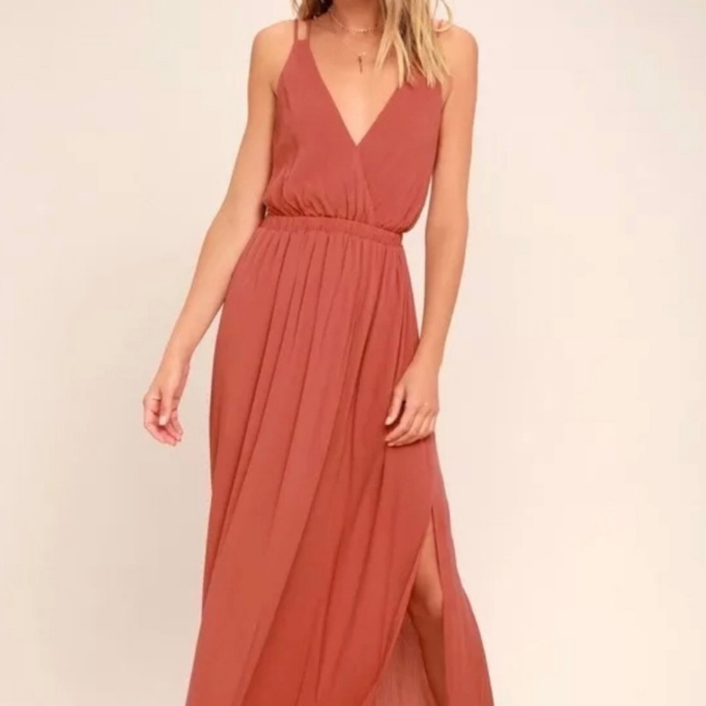 LuLu's Lost In Paradise Rusty Rose Maxi Dress